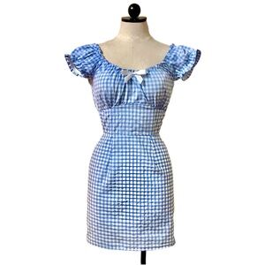 Malicious Designs Alex Blue Gingham Dress Small